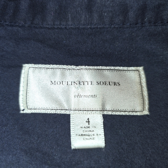 Anthropologie Moulinette Souers Navy Reed Shirt Dress Women's Size 4 - Picture 7 of 10